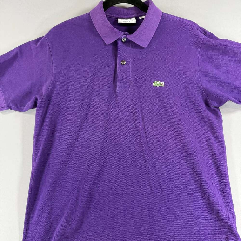 Lacoste Classic Fit Polo Shirt Size US Medium Purple Cotton Short Sleeve Frat Pr